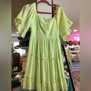 green flowy dress